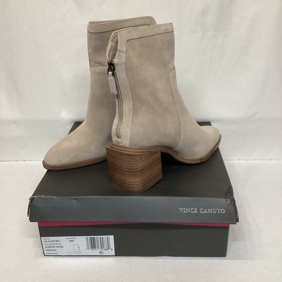 Sz.9W Vince Camuto Water-Repellent Suede Mid-Shaft Boots -Kortimy Almond - Picture 1 of 14